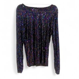 FREE PEOPLE GOLD RUSH SEQUIN LONG SLEEVE TOP SIZE LARGE